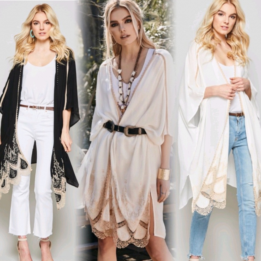 Last 1! New Gorgeous Lace Embroidered Kimono Cardi - Picture 4 of 4